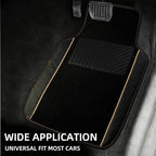 NBTEPEM Waterproof Universal Fit Car Floor Mats, Faux Leather Sporty Car Carpet Mats with Anti-Slip Nibbs Backing & Driver Heel Pad Fit for SUV, Vans, Sedans, Trucks, Set of 4 (Black with Beige line)