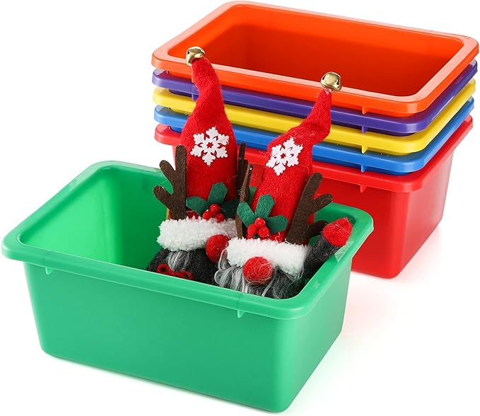 Nicunom 6 Pack Cubby Bin Storage Bins, Multi-Purpose Plastic Storage Bins Stackable Organizer Storage Cubbies for Home, Nurse
