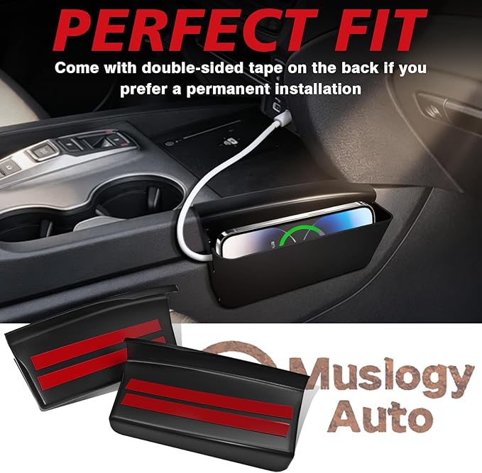 Muslogy for 2017-2024 2025 2026 Ridgeline Center Console Shifter Storage Box ABS Material Console Side Organizer Left & Right 2PCS Set with Stronger Tape Compatible with Honda Ridgeline 2017-2026