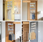 VyGrow Over the Door Storage Organizer with 3 Tier Mesh Baskets 2 Hanging Rods, 2 Mounting Options, Heavy Duty Clothes Hanger
