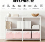 Large Closet Organizer Bins with Lids 8 Pack - Pink Storage Baskets for Shelves Nursery Bedroom Dorm RV - Stackable Decorativ