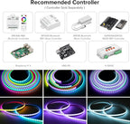 WS2812B Addressable LED Strip 16.4ft 160LEDs/m High Density 5V RGB Individual Lighting 800 ICS Flexible 5mm COB Uniform Light for Bedroom Car Decor | No Controller/Adapter