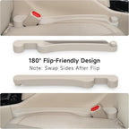 Car Seat Gap Filler Set of 2, 3IN1 Seat Side Gap Filler Plug with Storage Slot & Hook Function, Soft Foam Universal Fit Car SUV Truck Fill Gap Between Seats Console Organizer（Narrow Ivory）