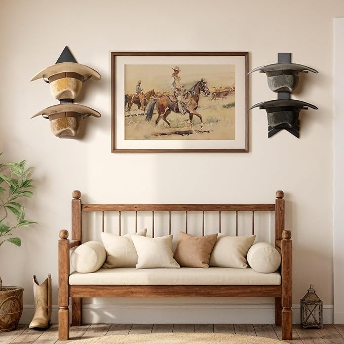 Cowboy Hat Rack for Wall Hat Organizer for 10 Baseball Caps and 3 Cowboy Hat with Solid Wood Arrow Hat Holder Cowgirl Hat Han