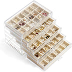 YUFONG Jewelry Organizer with 5 Drawers Clear Acrylic Earring Display Case Velvet Jewelry Storage Box Display Holder for Earr