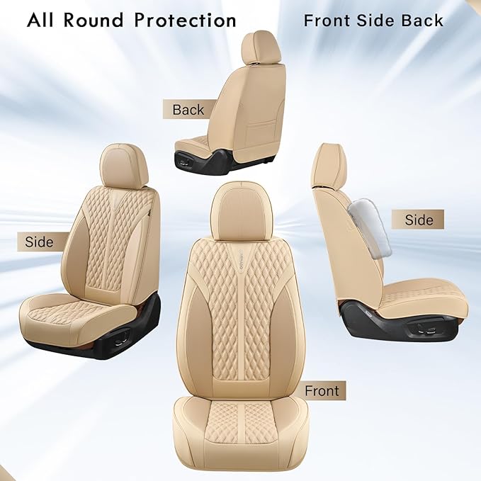 Coverado Seat Covers Front Seats, Waterproof Car Seat Covers, Luxury Leather Seat Covers for Cars, Automotive Seat Covers Lea