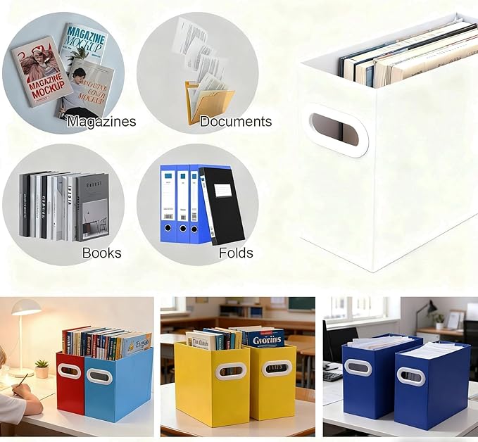 Cardboard File Organizer, Storage Box for Hanging File Folders Letter Size, Portable Document Organizer with Handle for Home,