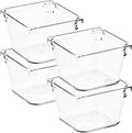 4 Pack Drawer Organizer - 3" X 3" Clear Acrylic Storage Bins with Non-Slip Pads, Versatile Desk Tray for Makeup, Jewelry, Kit