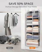 ULG Over the Door Organizer, 5-Tier Extra Large Hanging Storage with 10 Mesh Pockets, 100 lbs Capacity, Heavy Duty Door Organ