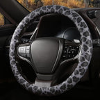 Black Leopard Print Steering Wheel Cover with Silicone Inner Ring, Non-Toxic, Odorless Silicone Leather with Non-Fading Patte