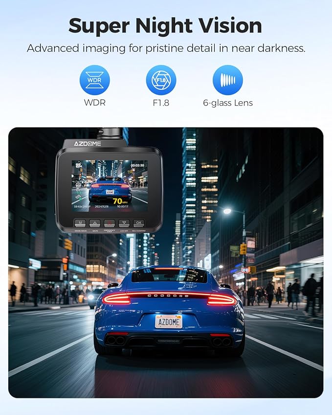 AZDOME GS63H 4K Dash Cam Built-in WiFi 6 GPS Car Dashboard Camera Recorder with STARVIS Night Vision, UHD 2160P, 150° Wide An