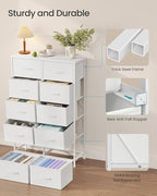 SONGMICS Dresser for Bedroom, Chest of Drawers, Steel, MDF, 10 Non-Woven Fabric Drawers, Storage Organizer Unit, Closet, Entr