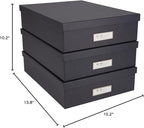 Bigso Oskar Fiberboard Label Frame Document Letter Box - File Organizer Box for Important Paperwork - Document Storage with a