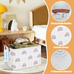 LANGYASHAN Rectangular Storage Bin Collapse Canvas Fabric Cartoon Storage Basket with Handles for Organizing Home Kitchen Boy