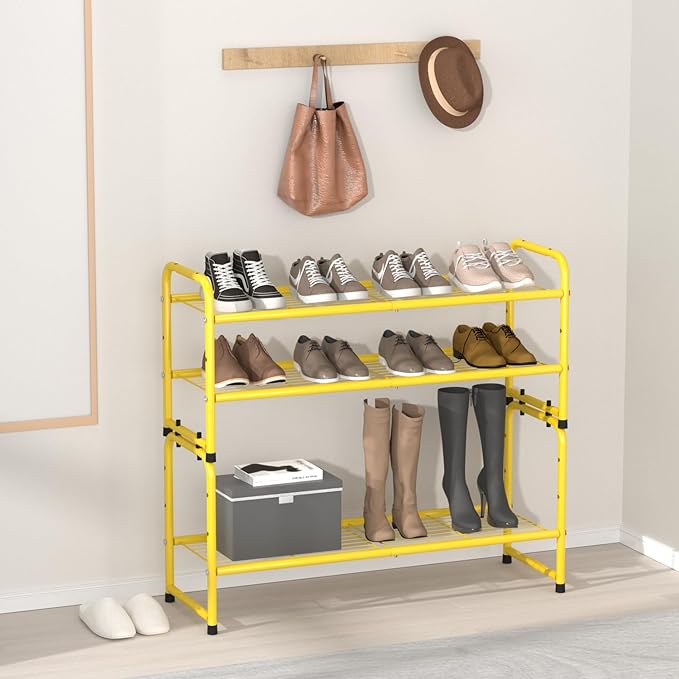 SUFAUY 2-Tier 33" Wide Shoe Rack, Closet Metal Wire, Stackable, Gold