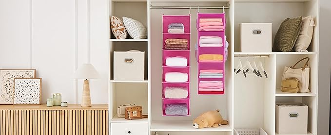 MAX Houser 5-Shelf Hanging Closet Organizer, Hanging Storage Shelves with 4 Side Pockets Space-Saving for Bedroom, Foldable (