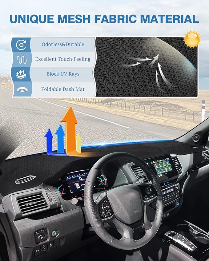FIILINES Dash Cover for Honda Passport 2019-2025, Dashboard Mat for Passport Accessories Dash Mat Sunshade Nonslip Mesh Prote