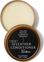All Natural Leather Conditioner Balm - Made with Mink Oil, Tallow, & Beeswax, Protects, Softens Restores and Waterproofs Leat