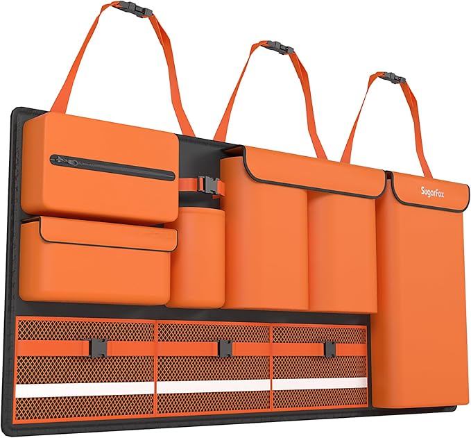 Backseat Hanging Trunk Organizer for SUVs, Cars, Trucks & MPVs | Multi-Pocket Storage with Anti-Slip Straps | Space-Saving Auto