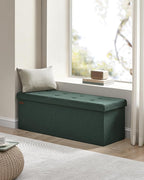 SONGMICS MAZIE Collection - 43 Inches Folding Storage Ottoman Bench, Ottoman Foot Rest, End of Bed Bench, Storage Chest, Load