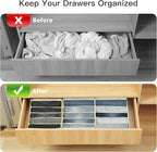 Qozary Jeans Pants Organizer for Closet, 4 Pack Drawer Organizers for Clothing, 5 Grids Wardrobe Clothes Organizer, Jean Orga