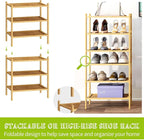 BMOSU 3-Tier Bamboo Small Shoe Rack Premium Stackable Shoe Shelf Storage Organizer for Hallway Closet Living Room Entryway Or