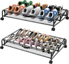 2 Pack Under Bed Shoes Storage + Plate Organizer