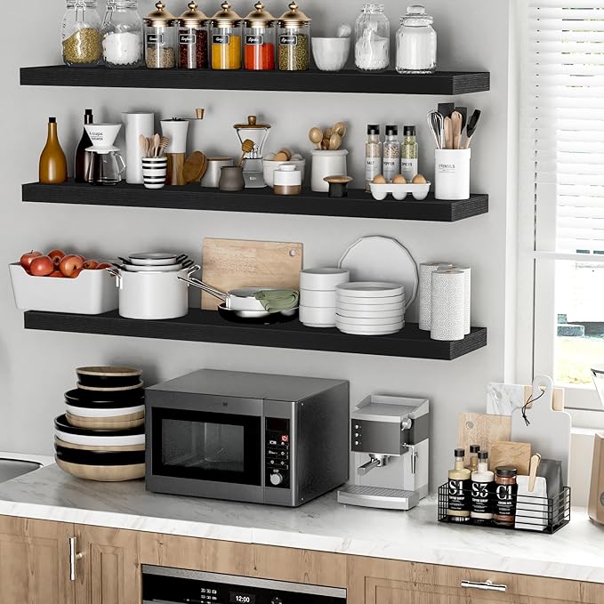 Fun Memories Floating Shelves - 9.3 Inch Deep Wall Shelf for Decor & Storage - Wall Mounted Display Shelving with Invisible H