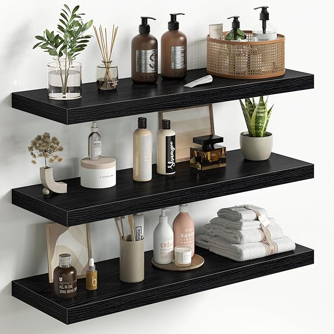Fun Memories Floating Shelves for Wall 30 Inch Set of 3, Farmhouse Floating Shelves with Invisible Heavy Duty Bracket, 10 Inc
