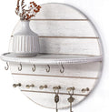 Rebee Vision Pine Wood Key Holder Wall Mount - 12 Inch Decorative Key Holder for Wall with Shelf and 11 Hooks - Farmhouse Mai