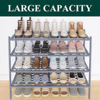 Smiry Long Bamboo Shoe Rack 4-Tier, Stackable Wooden Shoe Organizer for Entryway & Closet, Free Standing Wood Shoe Storage Sh
