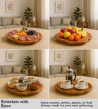 Driini Premium Handmade Root Wood Lazy Susan Turntable Organizer - Rustic Wooden Serving Platter Cheese Board (12")
