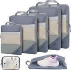 PFEYRPK Lightweight Compression Packing Cubes for Suitcases, Compressible Expandable Travel Packing Organizer with Clear Toil