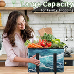 Reusable Grocery Bags Heavy Duty Shopping Bags Foldable Large Tote Bags with Long Handles & Hard Bottom