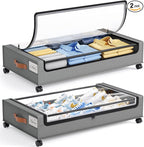 Yecaye Under Bed Storage with Wheels, 2 Pack Under Bed Storage Containers, Large Under Bed Rolling Storage with Clear Window 