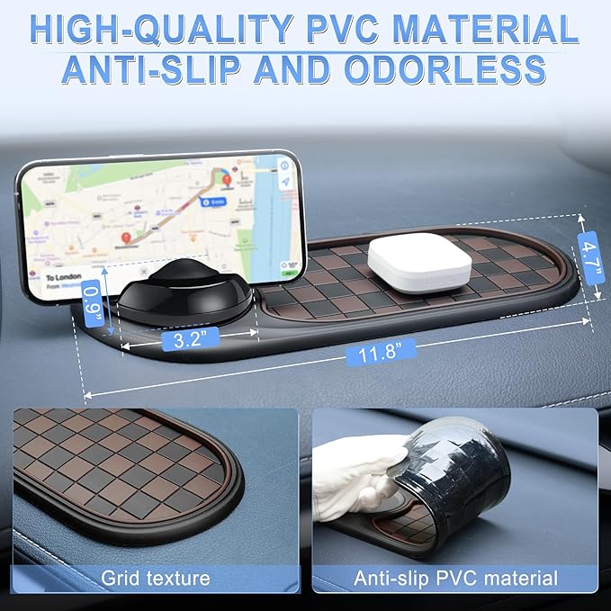 LivTee Multifunction Car Anti-Slip Mat, 360° Rotatable Multifunctional Car Dashboard Mobile Phone Holder with Temporary Parki