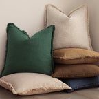 Foindtower Set of 2 Decorative Linen Fringe Lumbar Throw Pillow Covers Boho Farmhouse Cushion Cover with Tassels Soft Accent 