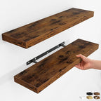 Fun Memories Floating Shelves for Wall, Rustic Wood Wall Mounted Shelves for Bathroom, Bedroom, Living Room and Kitchen, Stor