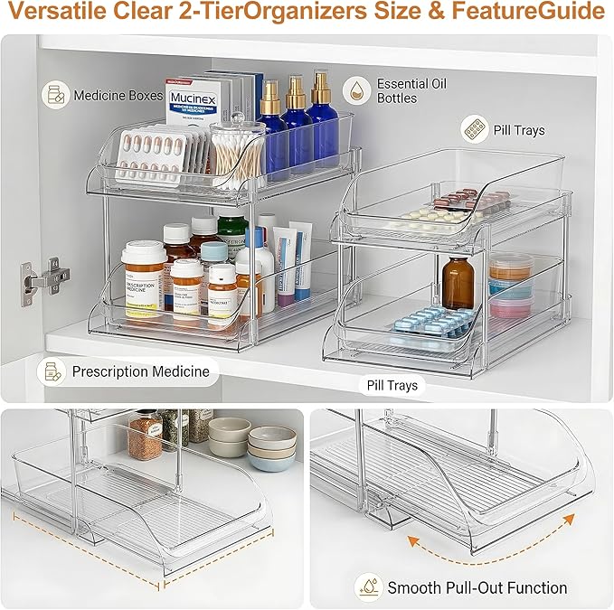 2-Tier Vitamin Storage Organizer, Organizer for Vitamin Bottles And Medicine Bottle, Vitamin Bottle Organizer for Countertop,