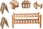 Acacia Wood Shoe Rack 2 Tier (Brush Teak Finish) – Stackable Shoe Organizer Two Tier Shoe Rack – Sturdy Wooden Shoe Storage S