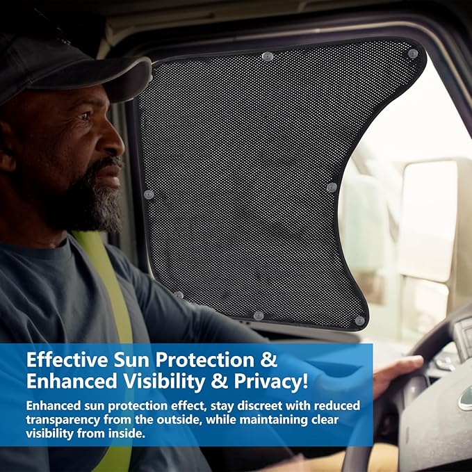 Side Window Sun Shade for Semi Truck, Interior UV Protection Truck Windows Shades RV Semi Truck Accessories Compatible with Freightliner, Volvo VNL, International Trucks