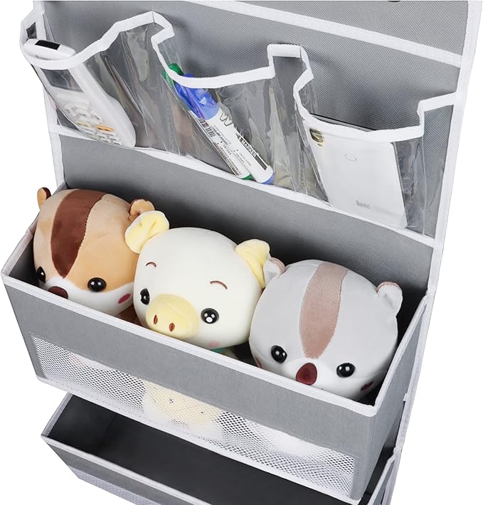 Univivi Door Storage Gray 2-Pack Door Hanging Storage Closet with 4 Large Pockets and 3 Small PVC Pockets Over Door Organizer