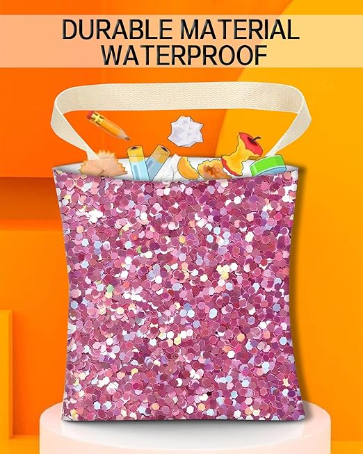 Car Trash Can, Durable Hanging Car Trash Garbage Bag, Cute Automotive Garbage Cans Organizer, Cute Pink Glitter Pattern