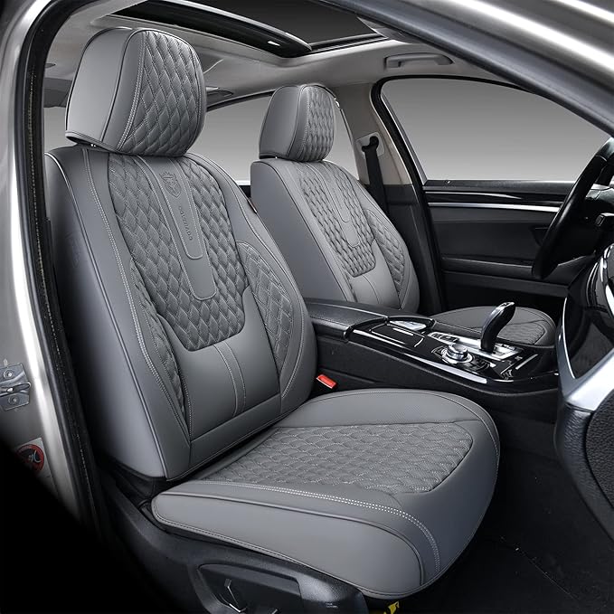 Coverado Front Seat Covers, Car Seat Cover, Leather Seat Covers for Car, Automotive Seat Covers Protector with Lumbar Support