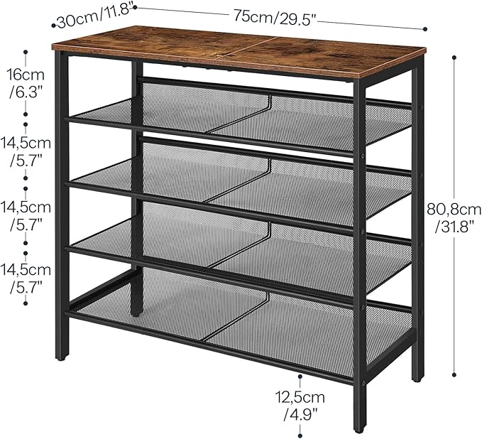 HOOBRO Shoe Rack for Entryway, 5-Tier Shoe Organizer with Adjustable Mesh Shelves, 16-20 Pairs of Shoes, Spacious Floor Mount
