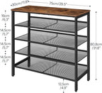 HOOBRO Shoe Rack for Entryway, 5-Tier Shoe Organizer with Adjustable Mesh Shelves, 16-20 Pairs of Shoes, Spacious Floor Mount