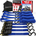 FORTEM Ratchet Straps, Tie Down Strap Set 1650lb Break Strength, 4 Pack 15ft x 1in, 4 Soft Loops, Moving Straps Tie Downs, Cargo Cam Buckles for Trucks, Carry Bag, for Men