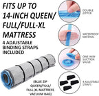 Storage Logic Foam Mattress Vacuum Bag with Blue Zipper, Mattress Storage Bag, Straps Included, Queen/Full/Full-XL