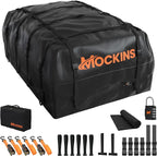 Mockins 35 Cu Ft Black Rooftop Cargo Carrier Bag | 60"x42"x24" Roof Bag Cargo Carrier for Top of Vehicle | Vehicle Soft-Shell Carriers for Car Roof Storage w/Accessories | Use with or w/o Roof Rack