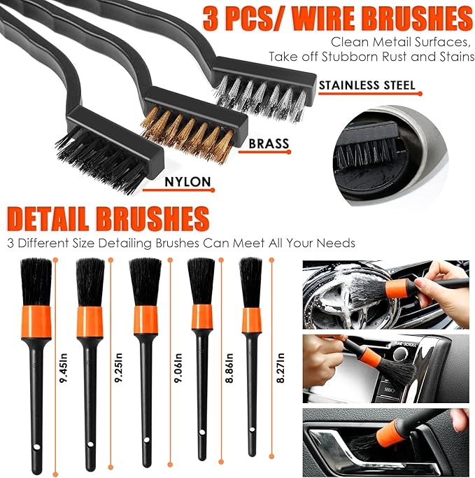 Viewsun 20PCS Car Cleaning Kit, Car Interior Detailing Kit with High Power Handheld Vacuum, Auto Detailing Drill Brush Set, C